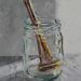 "Messingstößel im Glas", Öl auf Leinwand, 30 x 24 cm